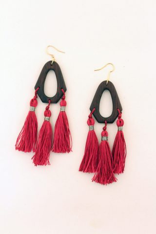 Wooden earrings in pau-santo with tassels